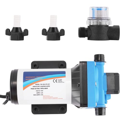 MXBAOHENG 給水ポンプ 自吸式加圧ポンプ 70PSI高圧 最大20.8 L/MIN ウォーターポンプ ダイヤフラムポンプ 自動圧力スイッチ 散水 農業用 家庭用 キャンピングカー スプレー 275W 110Vの通販は 15,194円