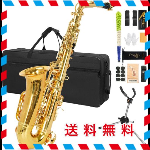 アルトサックス】ゴールドラッカー ケース付き 彫刻入り 初心者 【500