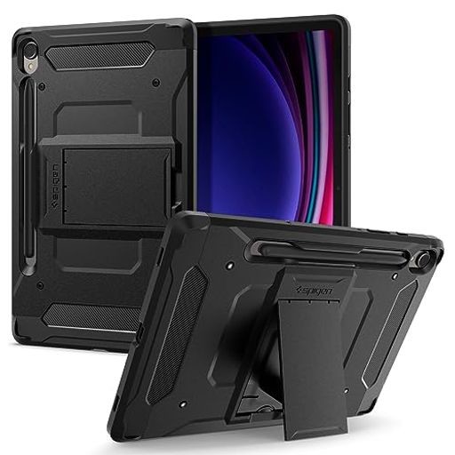 SPIGEN GALAXY TAB S9 ケース 衝撃吸収 耐衝撃 充電 キックスタンド 2重構造 耐久性 タフ・アーマープロ ACS06837 (ブラック)