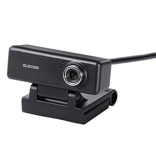 エレコム WEBカメラ UCAM-C520FEBK 200万画素 HD 720P 高精細ガラスレンズ マイク内蔵 片耳イヤホン付 ケーブル長1.5M ブラック
