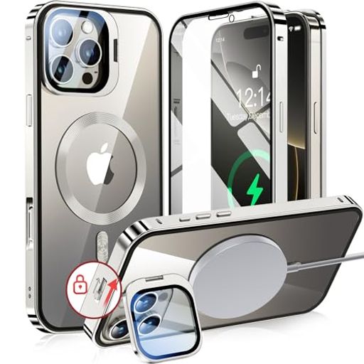 【カメラレンズ保護・スタンド一体】NIANGUO IPHONE16 PRO MAX 用 ケース MAGSAFE対応 クリア 両面 【ロック付き・アクションボタン】 隠しカメラスタンド アイホン16プロマックスケース 9H強化ガラス メタルフレーム 5,258円