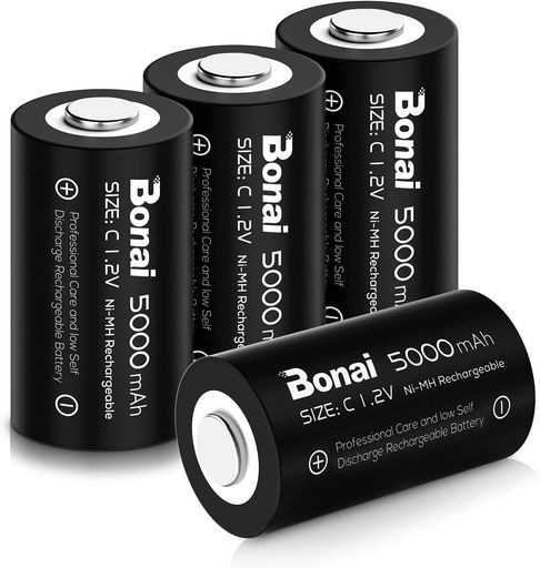 BONAI 単2形充電池 高容量 5000MAH 充電式ニッケル水素電池 単二電池 充電式電池 4本入り 単二充電池セット 液漏れ防止 約1200回使用可能