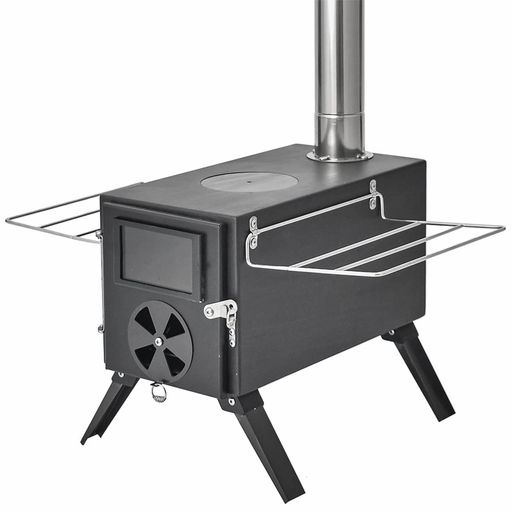 ANLIK 薪ストーブ アウトドア調理 暖炉 キャンプ テント 煙突付き (ブラック/鉄製)