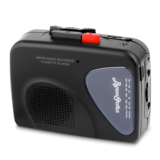 BYRONSTATICS ポータブルカセットプレイヤー レコーダー FM AM ラジオ ウォークマン テーププレーヤー 内蔵マイク 外部スピーカー 手動録画 VAS 自動停止システム 単3電池2本 USB電源供給ヘッド…