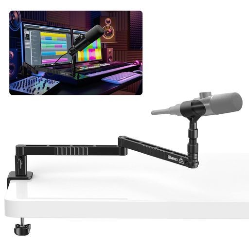 VIJIM LS26 マイクスタンド マイクアーム 卓上用 クランプ式 デスクスタンド 角度調整可能 マイクホルダー 1/4”3/8”5/8”変換ネジマウント付き 折りたたみ モニター下部からの設置/レコーディング/配信/ゲーミング/動画制作に適用 の通販は