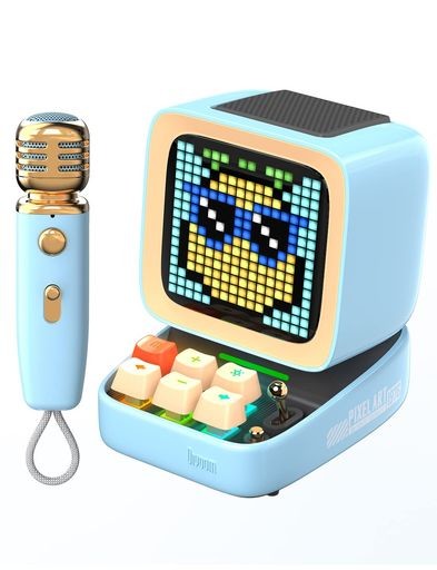 DIVOOM DITOO-MIC ワイヤレスBLUETOOTHスピーカー カラオケ自宅用/マイク/ドット絵/低音強化/USB-C接続/TFカード対応/APP多機能操作(ブル