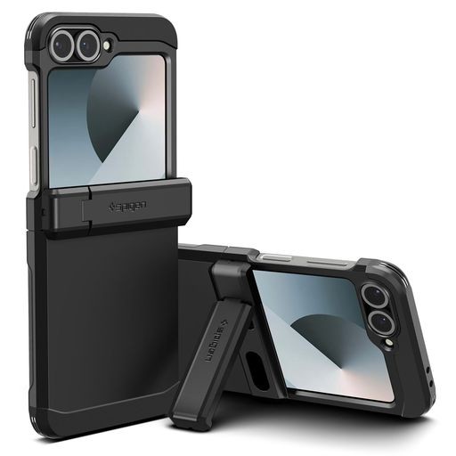 SPIGEN GALAXY Z FLIP 6 ケース スタンド付き 強力保護 ヒンジ保護 背面保護 全面保護 耐衝撃 ワイヤレス充電対応 ギャラクシー Z フリッ