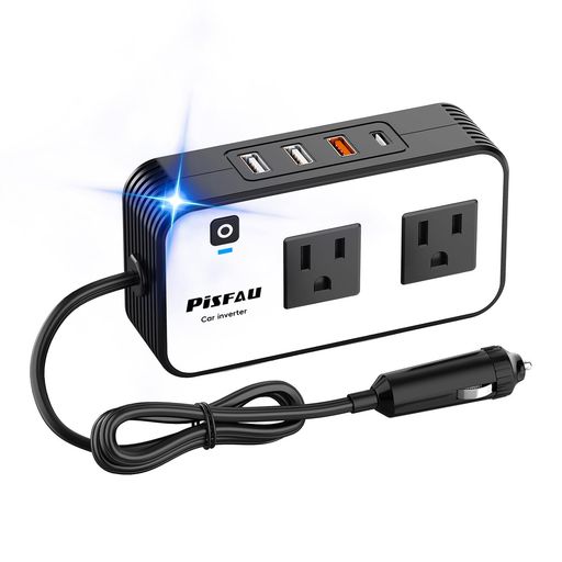 PISFAU インバーター 200W シガーソケット コンセント,DC12VをAC100Vに変換 カーインバーター,[20W USB-C]付き/USB急速充電(18W)/4.8AデュアルUSB/ノートパソコン用車載充電器