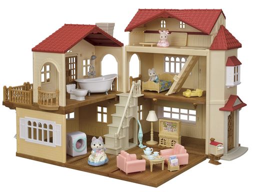 シルバニアファミリー お家 【 赤い屋根の大きなお家 デラックスセット -屋根裏はひみつのお部屋- 】 22-RZ STマーク認証 3歳以上 おもちゃ ドールハウス SYLVANIAN FAMILIES エポック社 