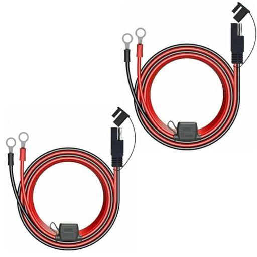 SAEコネクタ バッテリー充電器ケーブルヒューズプラグ バッテリーケーブル SAE接続ケーブル スイッチ 16AWG オートバイ 延長ケーブル 充電 端子 サブバッテリー 防塵防水 赤黒セット(60CM) 2…