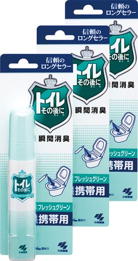 トイレその後に 【まとめ買い】 携帯用 フレッシュグリーン 消臭芳香剤 トイレ用 消臭スプレー23ML(約15回分)×3個