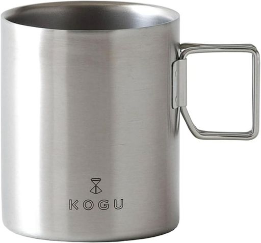 KOGU 珈琲考具 マグカップ 二重マグカップ 330ML 【日本製】 ステンレス 食洗機対応 折りたたみハンドル 中空二重構造 キャンプ アウトドア 燕三条 42165 プレゼント 誕生日 記念日 ギフト 贈…