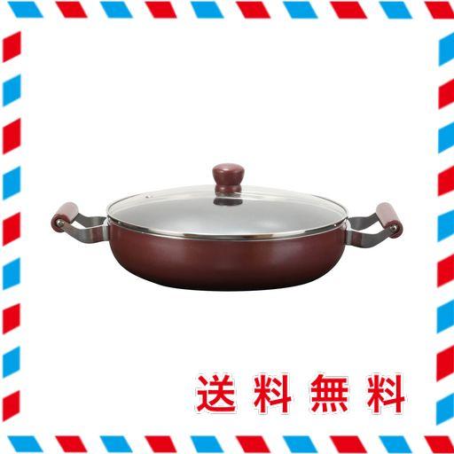 パール金属 鍋 両手鍋 大型鍋 30CM 浅型 IH対応 ガラス蓋付 ふっ素加工 カレー シチュー 煮物 メガサイズ HB-6673