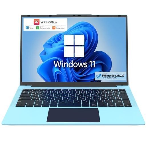 GM-JAPAN ノートパソコン WINDOWS 11 OFFICE搭載 14.1インチ 超軽量 薄型 SSD 128GB/メモリ 4GB/WEBカメラ/WPS OFFICE/CELERON/WIFI/USB3