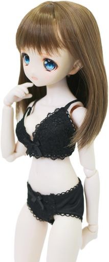 【PETITE MARIE】 1/3 MDD L胸対応 ランジェリーセット 下着 ブラジャー ショーツ セット 黒 スムース素材 花柄刺繍 花レース 40CM ドール BJD 人形服 【プティットマリエ】 [NO.0196]の通販は