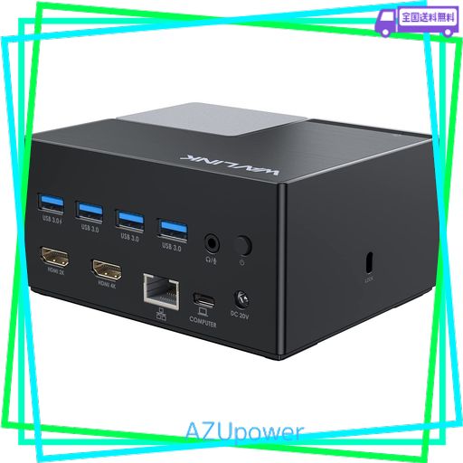 WAVLINK USB-Cドッキングステーション 10-IN-1 TYPE-Cポート デュアルHDMI RJ45 ETHERNET 100W電源伝送 4つのUSBポート オーディオ入出力、MAC、WINDOWS、THUNDERBOLT 