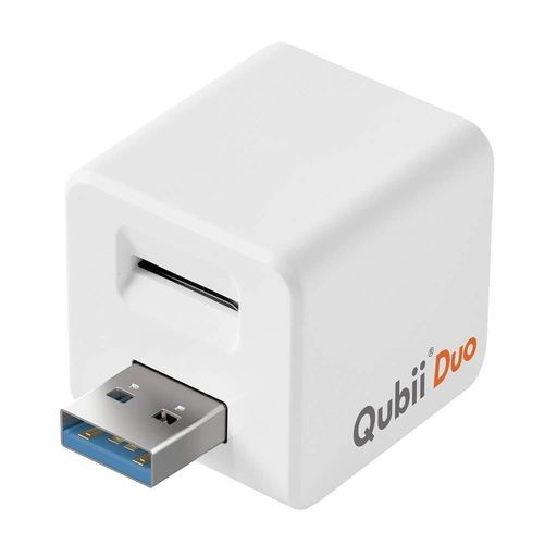 MAKTAR QUBII DUO USB TYPE A ホワイト 充電しながら自動バックアップ SDロック機能搭載 IPHONE バックアップ USBメモリ IPAD 容量不足解