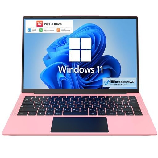 GM-JAPAN ノートパソコン WINDOWS 11 OFFICE搭載 14.1インチ 超軽量 薄型 SSD 128GB/メモリ 4GB/WEBカメラ/WPS OFFICE/CELERON/WIFI/USB3