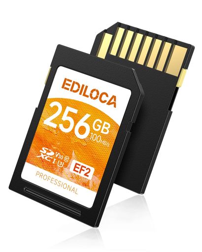 EDILOCA EF2 256GB SDカード UHS-I CLASS10 U3 V30 高速 最大読取速度 100MB/S 最大書込速度 90MB/S メモリカード 4K/フルHD対応
