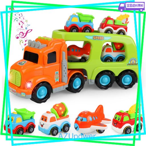 POPGAGA 車 おもちゃ 建設車両セット トラック ミニカー 1 2 3 4 5 6 歳 男の子 女の子 キャリアカー トレーナー 光と音 室内遊び 誕生日 プレゼント 贈り物 クリスマス