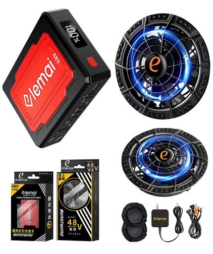 史上最高 48V高出力 2025新型 ファンバッテリーセット 無敵な暴風 ファン付き作業服用 大容量 2種類モード搭載 ブラシレスモーター内蔵 P S E 認証済み 長い使用寿命 防塵カバー付き 猛暑対…