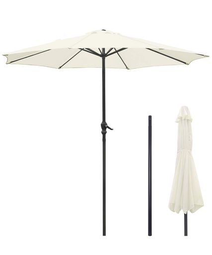 パラソル ガーデンパラソル 270CM UVカット 撥水 鉄製 ハンドル開閉 ビーチパラソル ガーデニング 庭 テラス アウトドア ビーチ キャンプ 日傘 折りたたみ 日よけ (アイボリー)