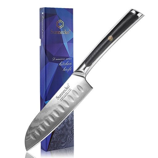 SUNNECKO 包丁 三徳包丁 小三徳 ダマスカス 73層 130MM VG10 よく切れる 両刃 左利き用 料理包丁 万能 家庭用の通販は