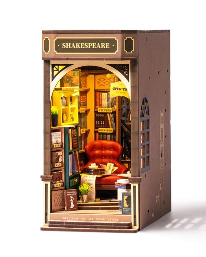 ROLIFE 立体パズル ブックヌック キット「BOOKSTORE」 194PCS 初心者向け 手作りキット イラスト説明書付き 木製パズル ウッドパズル ミニチュアキット 本立て LED点灯 本棚装飾 組み立て ウッドクラフト 公式販売 大人向け