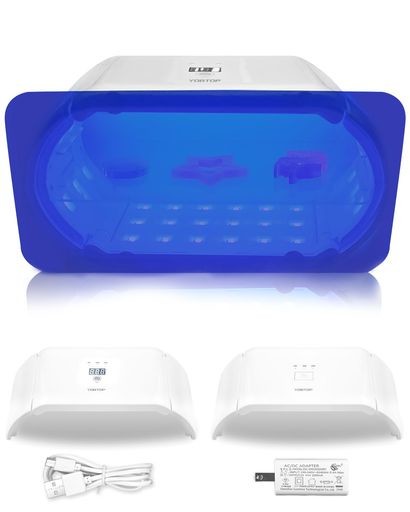 YOBTOP【最新2024】UVライト 2IN1 - 両面照射、360度光源・48W、長時間タイマー設定(60秒~600秒)、48個のLED搭載、デジタル表示、UVライト の通販は