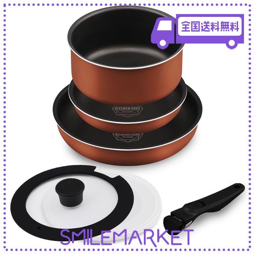 アイリスオーヤマ フライパン 鍋 セット IH&ガス火対応 6点セット ダイヤモンドコートパン 取っ手の取れるフライパン お手入れ簡単 メタリックバーミリオン PDCI-T6S 8,428円