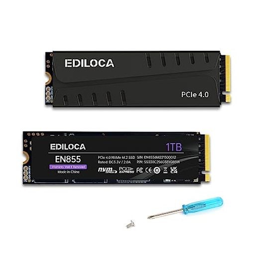 EDILOCA EN855 SSD ヒートシンク付き 1TB PCIE GEN4X4 NVME M.2 2280 PS5動作確認済み 最大読込: 7400MB/S 最大書き:5400MB/S 3D NAND TL