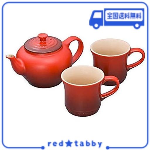 ル・クルーゼ(LE CREUSET) ティーポット マグ セットティーポット&マグSSチェリーレッド3点 セット 結婚祝い 記念日 ブライダル ギフト