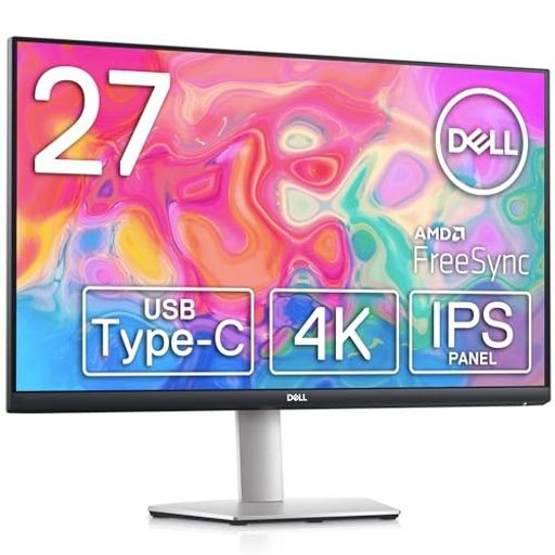 DELL S2722QC 27インチ 4K モニター (3年間無輝点交換保証/IPS非光沢/USB TYPE-C・HDMIX2/SRGB 99%/縦横回転・高さ調整/4MS/AMD FREESYNC