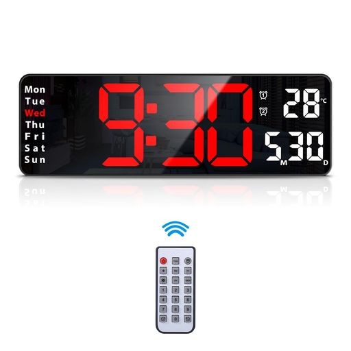 デジタルLED時計 目覚まし時計 置き時計 卓上時計 時間 日付 カレンダー表示 明るさ調整 調光可能 大画面 2つアラーム機能 デュアルアラ