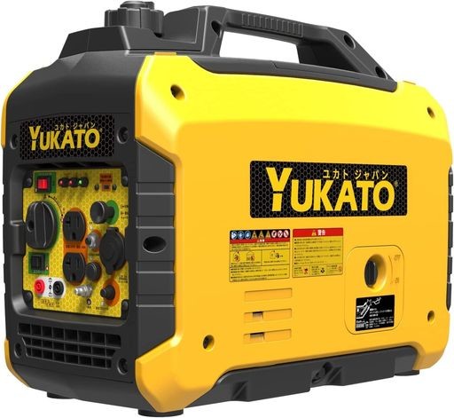 YUKATO インバーター発電機 定格出力1.6KVA 家庭用 50HZ/60HZ切替 約15KG 防音型 高出力正弦波インバーター搭載 過負荷保護 軽量 静音 ガソリン発電機 PSE認証 アウトドア レジャー 防災 備蓄 災蓄…
