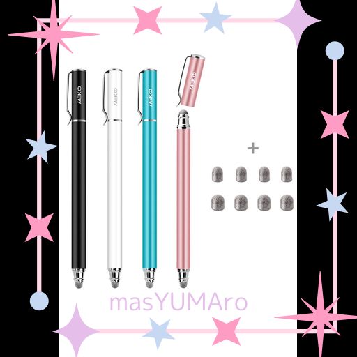 スタイラスペン MEKO(第2世代)4本セットタッチペン スマホ IPHONE IPAD スタイラスペン ANDROID スマートフォン タブレット用 ペン導電繊維ペン先 ブラック/ブルー/ホワイト/ローズゴールド