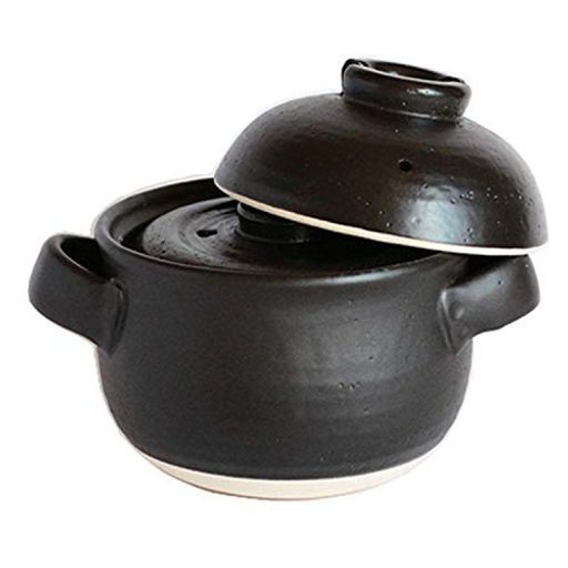 佐治陶器 萬古焼 炊飯鍋 (中蓋付) 4合 黒しずく 33-102の通販は