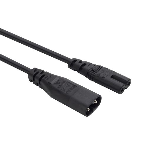 IEC 60320 C8プラグ-C7レセプタクルオス-メス拡張電源メインアダプタケーブル (1M)