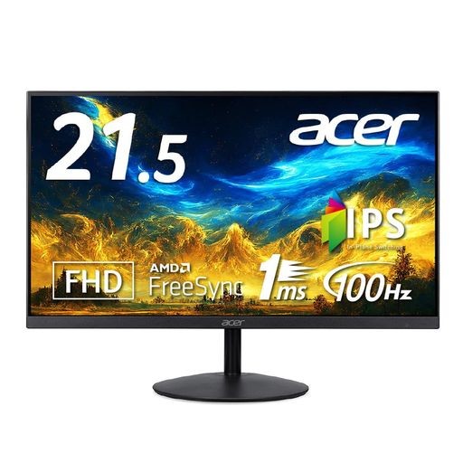 ACER モニター 21.5インチ IPS 非光沢 フルHD 1920×1080 100HZ 1MS(VRB) HDMI スピーカー内蔵 ヘッドホン端子 AMD FREESYNC SA222QEBMIX