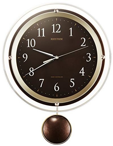 リズム(RHYTHM) 掛け時計 電波 アナログ 振り子 ソフレール クリスタル 飾り付き 連続秒針 茶 RHYTHM 8MX404SR06の通販は