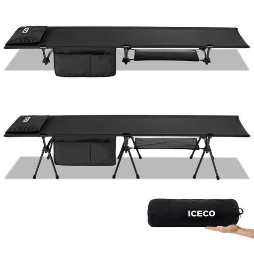 UPGRADE ICECO コット 1000D 耐荷重180KG 軽量2.8KG 2WAY ハイ/ロー切替可能 静音設計 キャンプ アウトドア ベッド 折りたたみ式 組立簡