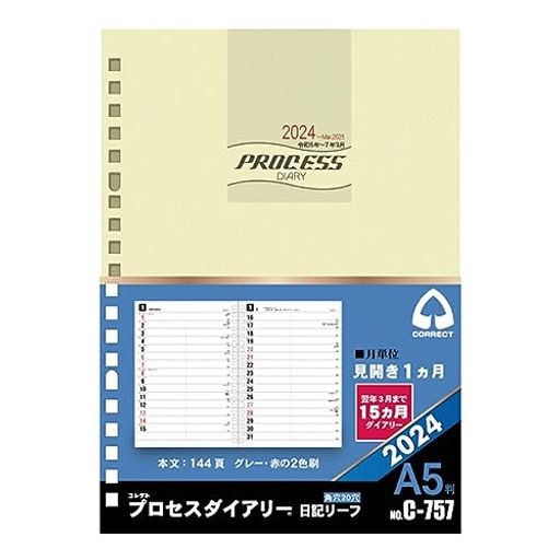 コレクト 手帳用リフィル 2024年 日記リーフ(プロセスダイアリー 15