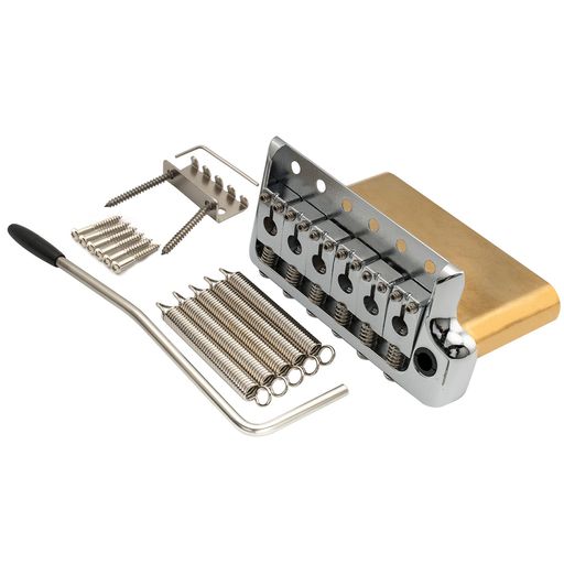 MUSICLILY ULTRA 10.5MMブラス製トレモロユニットブリッジ 6点止めタイプナイフエッジ ストラトSTエレキギター用、クローム