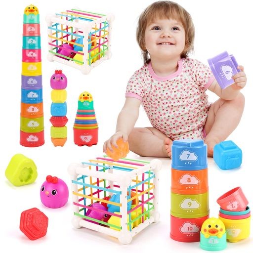【送料無料】QIZEBABY 赤ちゃん・幼児のおもちゃ ファットブレイン 指先知育 & コンビ コップがさね 早期教育 スタッキングゲーム
