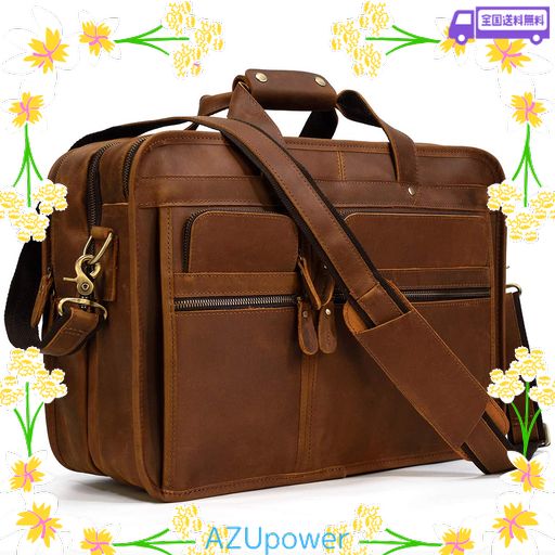 [LUUFAN] ビジネスバッグ 本革 メンズ 大容量 3収納室 ビジネス鞄 16インチ対応 底鋲付き 耐久 ブリーフケース 自立可 牛革 通勤鞄 出張 ブラウン LUUFAN] ビジネスバッグ 本革 メンズ 大容量 3収納室 ビジネス鞄 16