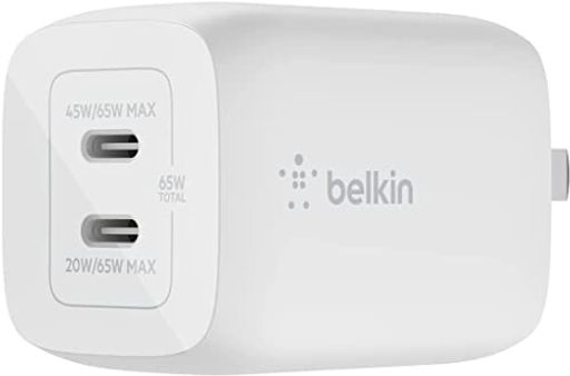 BELKIN 65W PD 充電器 USB-C 2ポート PPS規格対応 GAN採用 小型 ACアダプター タイプC 急速充電 軽量【PD3.0対応 / PSE技術基準適合/折りたたみ式プラグ】65W(45W+20W) MACBOOK WINDOWS 