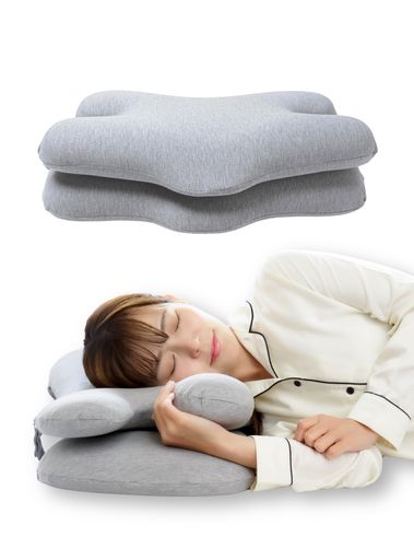 エアポスリープ ダブル枕 いびき PILLOW いびき防止枕 安眠枕 低反発枕 ストレートネック 首が痛くならない 肩こり対策 横向き寝 仰向け寝 高さ調整可 低い枕 カバー洗濯可