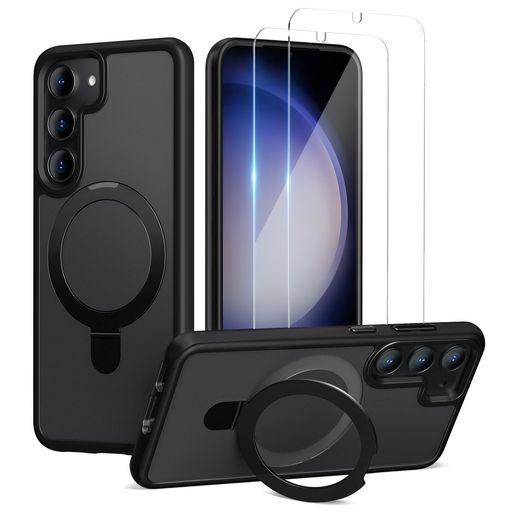 【MAG SAFEスタンド一体型・画面フィルム付き】HOLIDI GALAXY S23 ケース SC-51D SCG19 マット感 マグネット搭載 隠しスタンド 米軍MIL規格 全面保護 ワイヤレス充電 リング付き マグセーフ ギャラクシーS23 カバー