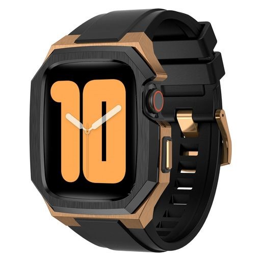 BINGELI コンパチブル APPLE WATCH バンド 44MM 45MM 49MM ステンレス鋼 ケース付き 頑丈なメンズ フッ素ゴムベルド 一体型 スポーツバンド SERIES 8/7 45MM SE2/6/5/4/SE 44MM ULTRA
