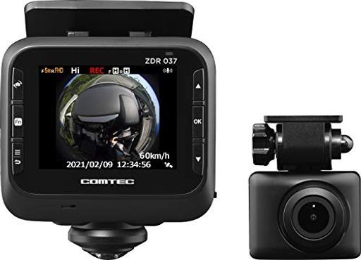 コムテック 車用 ドライブレコーダー 360度全方位+リヤカメラ搭載 ZDR037 800万画素360°カメラ全方位録画 STARVIS搭載リヤカメラ 後続車